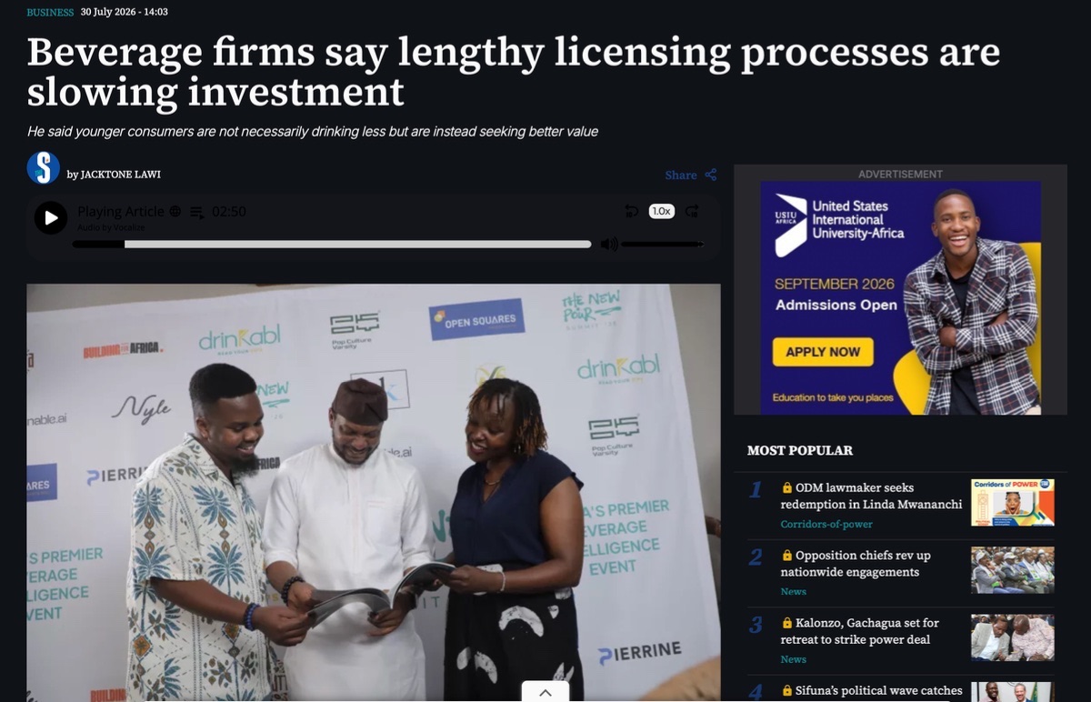 The Star article on beverage licensing and investment